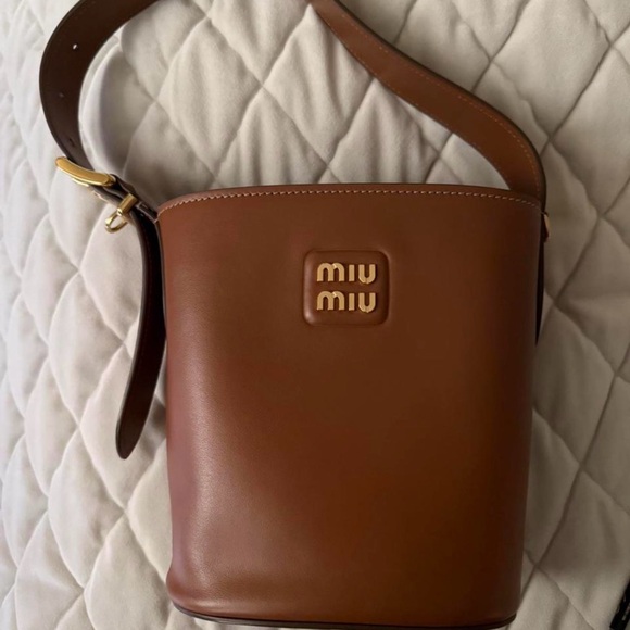 Miu Miu Handbags - Miu Miu Tan Leather Women’s Bucket Bag
